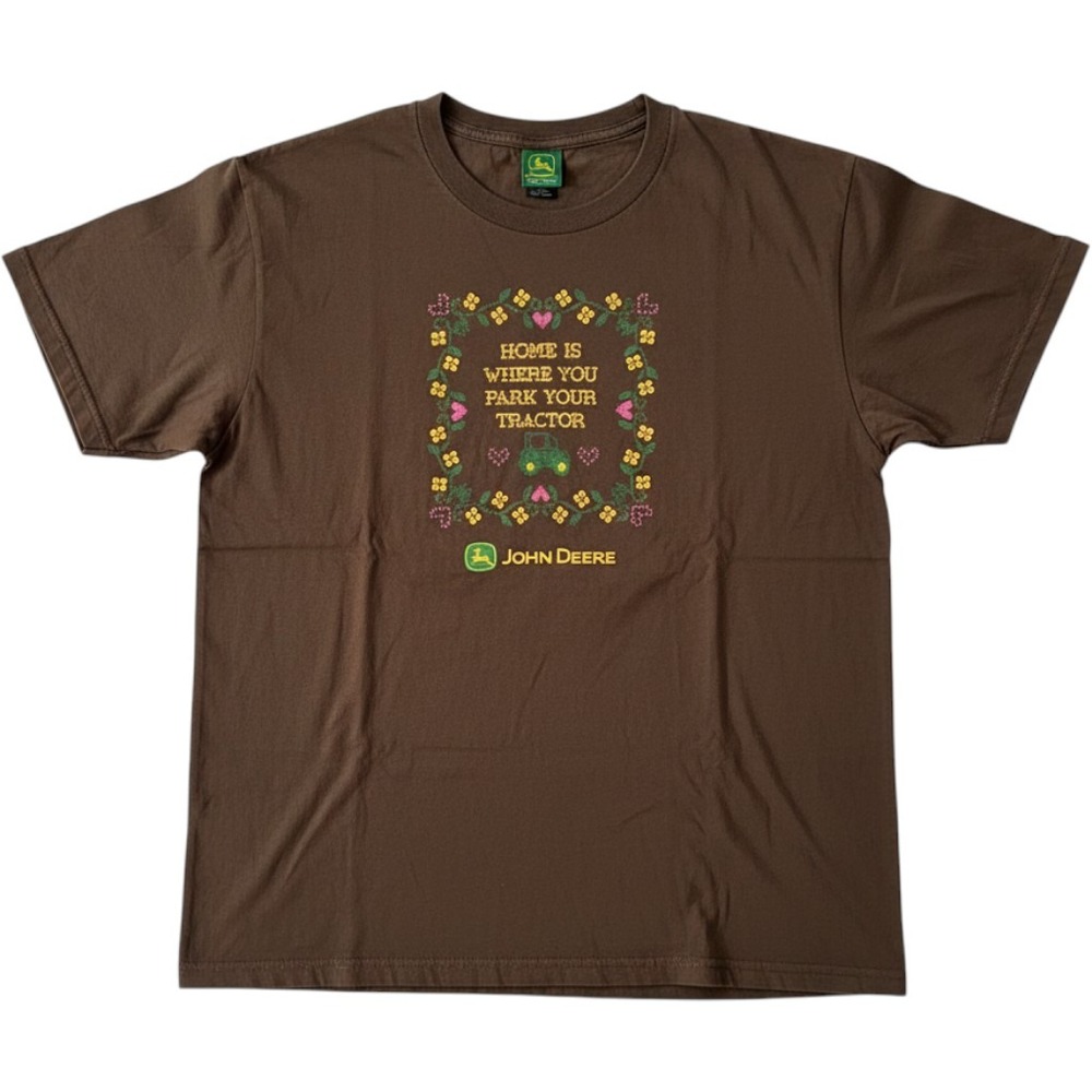 John Deere Womens Brown Graphic T-Shirt Park Your Tractor L 12/14